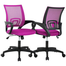 Pink Mesh Office Chair with Lumbar Support and Adjustable
