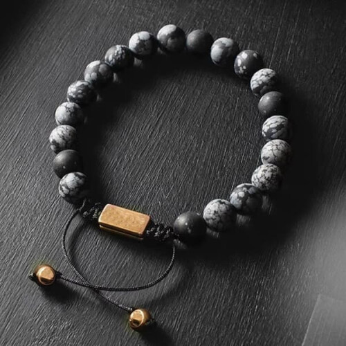 Lava Stone Bead Bracelet Adjustable 8mm Unisex 1