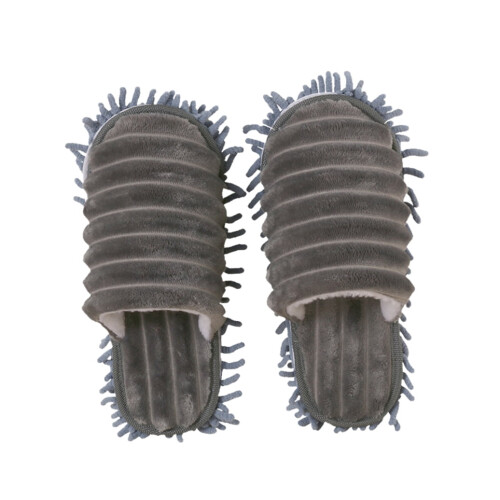 Lazy Mop Slippers Coral Fleece Grey 1 Pair 2
