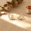Crescent Moon Deer Stud Earrings Gold Tone with Crystals 3