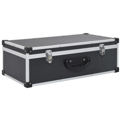 vidaXL CD case aluminum ABS black 80 CDs 1