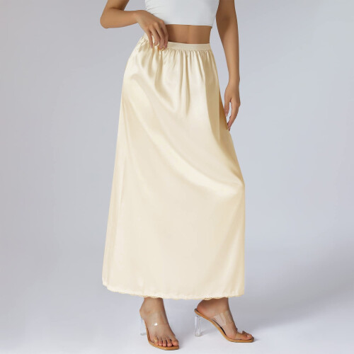 Women's satin-lace underskirt beige half-length