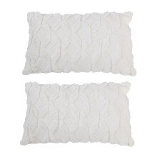2 PeçAs Capas de Almofada Decorativas de PelúCia Macias Estilo Luxo Fronhas de Almofada para Sofá Quarto Branco 12X20 Polegadas