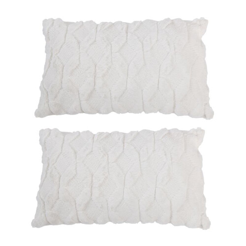 2 PeçAs Capas de Almofada Decorativas de PelúCia Macias Estilo Luxo Fronhas de Almofada para Sofá Quarto Branco 12X20 Polegadas