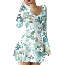 Geripptes Minikleid für Damen, langärmelig, A-Linie
