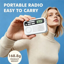 Bärbar Fickradio, Uppladdningsbar Personlig AM/FM-Radio med Hörlursuttag för Skola, Utomhus och Nödsituationer