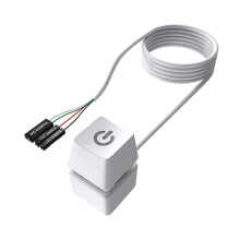 Luz LED Interruptor de Mesa de Computador PC Placa-MãE Cabo de ExtensãO de BotãO Liga/Desliga Externo para Home Office 1,65M Branco