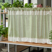 Buffalo Plaid Valance Green White Semi-Sheer Rod Pocket