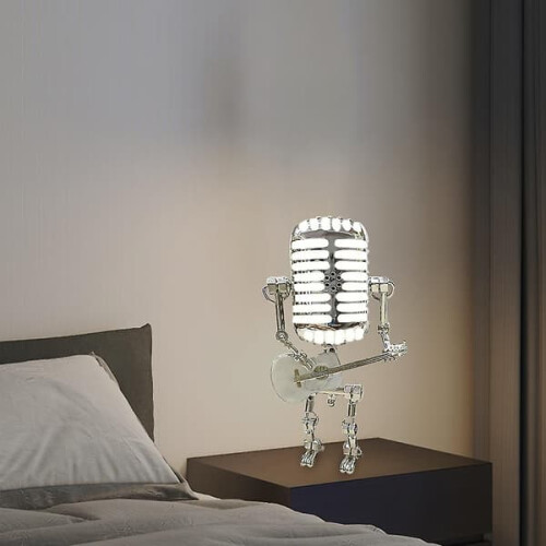 Vintage Robot Microphone Lamp LED Desk Lamp Red 1