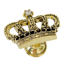 Cabinet Handle Crown Shape Zinc Alloy Single Hole Gold