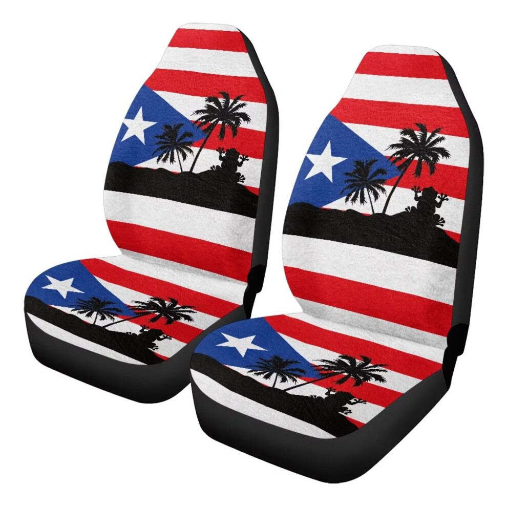 Puerto Rican Flag Seat Covers Set Of 2 Universal Front Coral 9362892794681