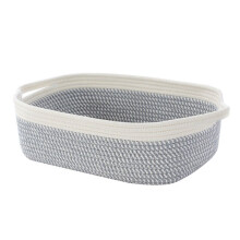 Rectangular Cotton Rope Storage Basket Toy Storage Basket Bathroom Storage Basket, C