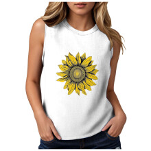 Women's Casual Loose Graphic Tank Top White XL