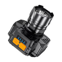 Rechargeable LED Headlamp with Adjustable Zoom and Battery Indicator for Outdoor Activities like Fishing and Hiking, Made of ABS Material
