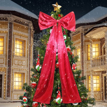 Red Christmas Tree Topper Extra Large with Long Streamers