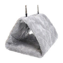 Bird Hammock Nest Plush Triangular 12 Inch Grey