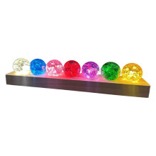 Crystal Chakra Balls with LED Wooden Base for Home Decoration and Meditation, Creating 360-Degree Light and Shadow Effects