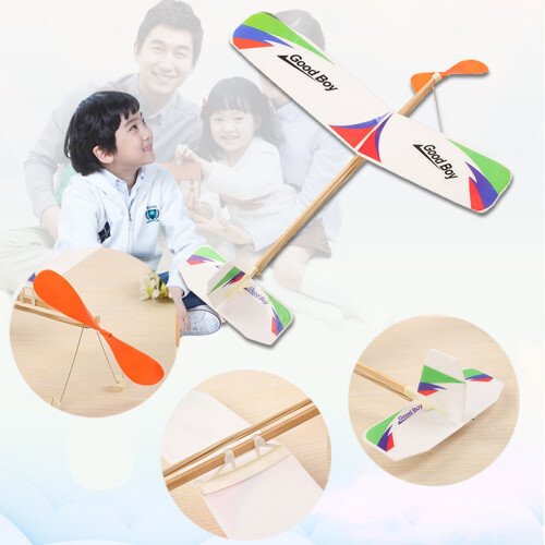 Wood Airplane Glider Kit Rubber Band Powered 6 pcs 1