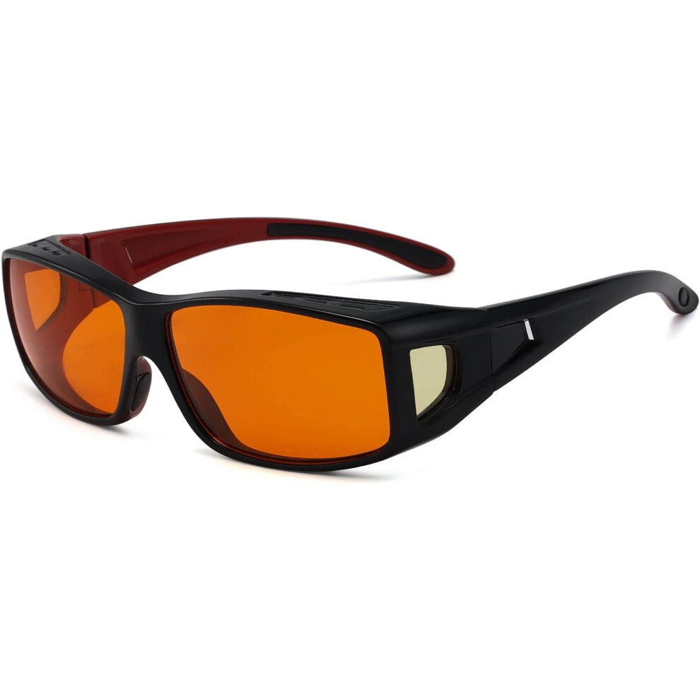 Anti-blue light computer eyeglasses black with amber lenses