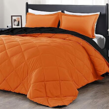 Queen Comforter Set Orange Black 3-Piece 88x92 Inch