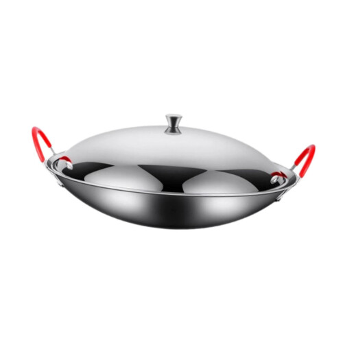Stainless Steel Wok Pan with Lid 9 Inch Double Handle 1