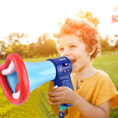 Portable battery-powered megaphone with voice amplification 1