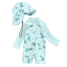 Baby boy one-piece swimsuit long sleeve rash guard 0-3