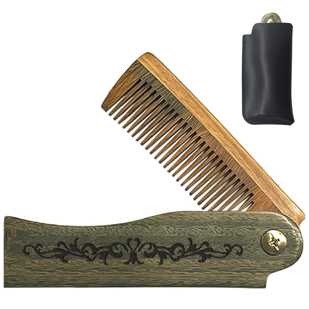 Retro Wooden Folding Beard Comb Fine Tooth Black