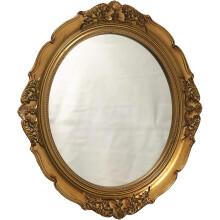 Vintage golden oval wall mirror 15" x 13.4"