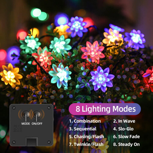 Ηλιακά φωτιστικά λουλουδιών σε σειρά 39ft100LED8Modes 2