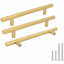 Gold Cabinet Pulls Brushed Brass 5-Pack 6.25 Inch Centers