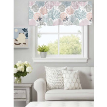 Ocean Coral Starfish Shell Valance 60x18in Rod Pocket