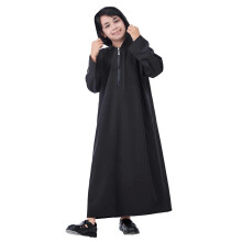 Kids Hooded Half-Zip Long Sleeve Robe Black 4-5 Years