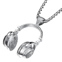 Conjunto de collar con colgante estilo western para hombre y dije para auriculares.