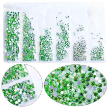 Cristales para uñas redondos de base plana, diamantes de imitación de vidrio, 6 tamaños
