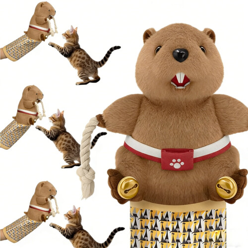 Kattbrottningshandskeleksak med teaserklocka och vaddering