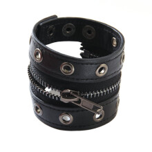Punk-Lederarmband mit Nieten und Reißverschluss (1 Stück)