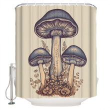 Cortina de ducha con estampado de plantas silvestres, azul vintage, 72 x 72 pulgadas.