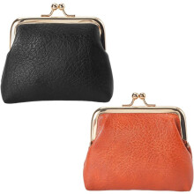 Porte-monnaie en cuir avec fermoir baiser, PU imperméable, lot de 2, marron et noir