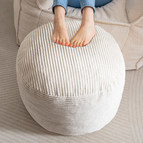 Runder Cord-Pouf mit Schaumstofffüllung, 1 Stück