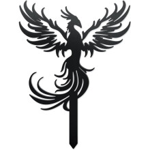 Estátua de pássaro Iron Phoenix Rising para jardim, decoração externa.