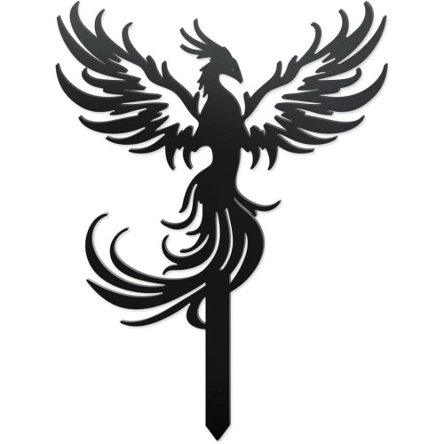 Άγαλμα πουλιού Iron Phoenix Rising Garden σε σχήμα πασσάλου εξωτερικού χώρου