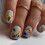 Unhas postiças quadradas curtas com flores 3D, 24 peças 1