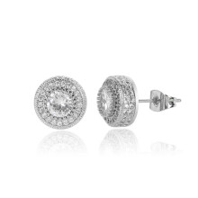 Pendientes de botón redondos de circonita con diamantes, unisex, 1 par.