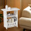 White PVC Bedside Table Small Storage Cabinet 6