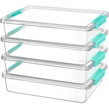 Transparente Aufbewahrungsbox aus Kunststoff, 6 Liter, mit Deckel, stapelbar, 4er-Pack