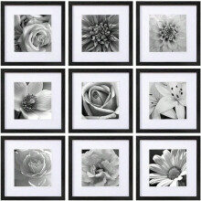 Cadres photo carrés noirs 30 x 30 cm (lot de 9)