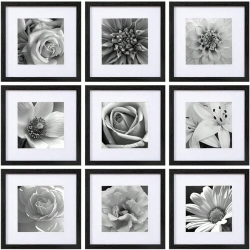 Black Square Picture Frames 12x12 Inch 9-Pack
