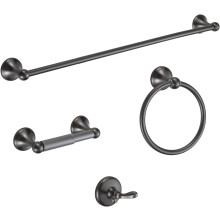 Set de accesorii pentru baie gri, montat pe perete, 4 piese
