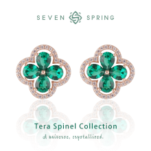 Boucles d'oreilles trèfle à quatre feuilles en argent sterling 925 avec spinelle